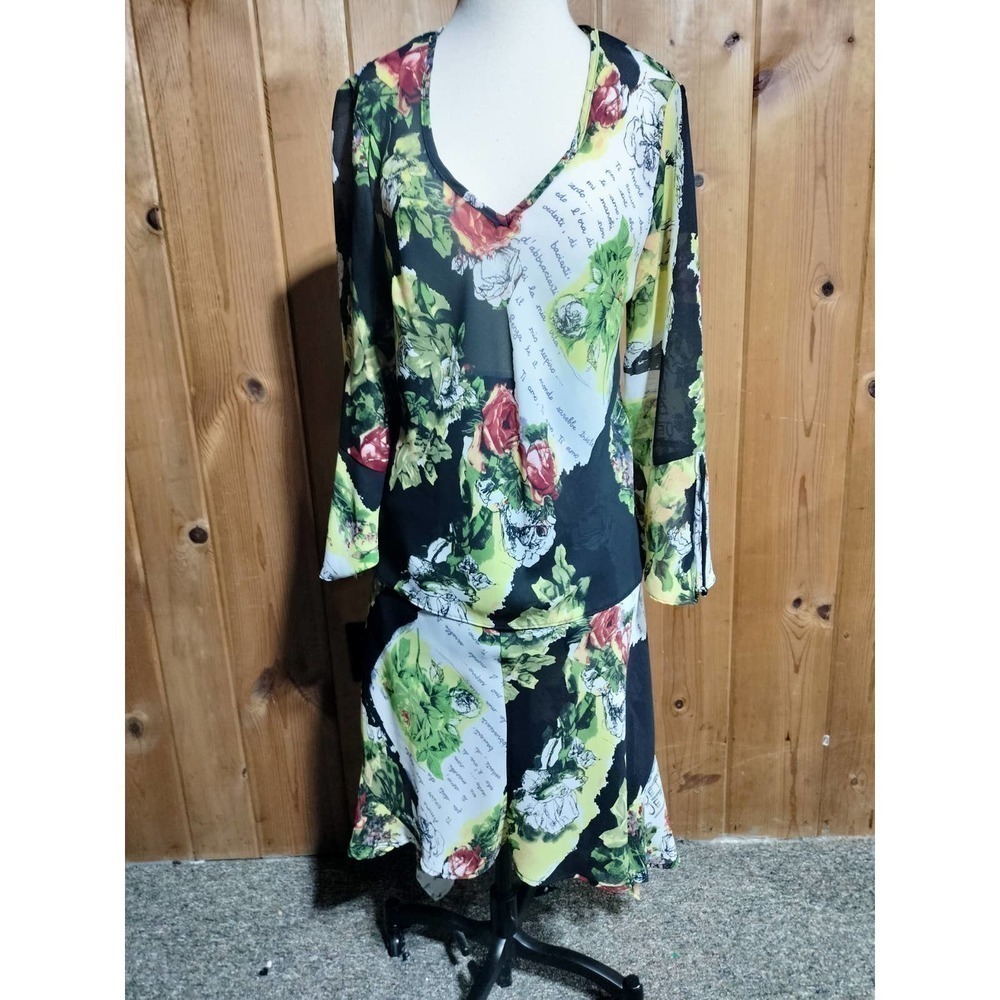 Russell Scott blouse and skirt set rose floral flowy size 14